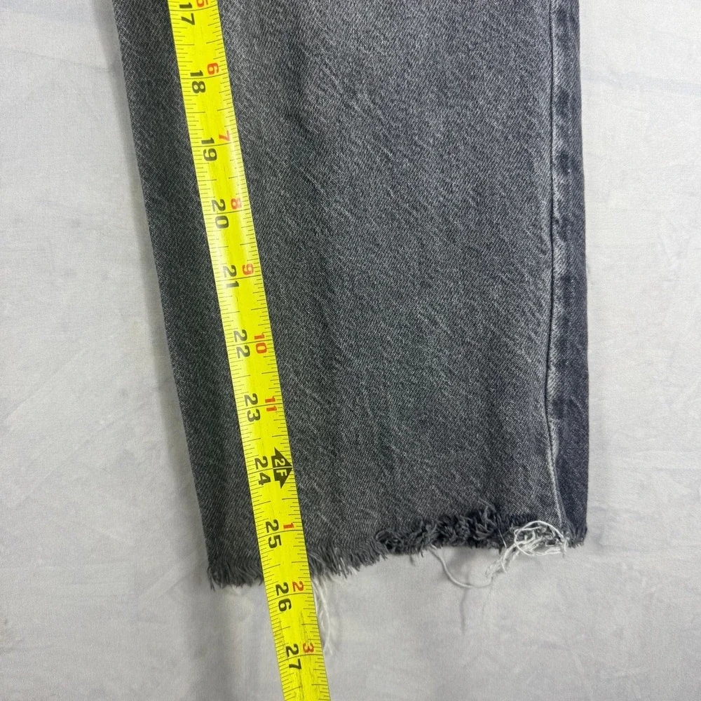 PacSun Womens Straight Jeans Dark Gray Denim Fray‎ Raw Hem High Rise Outdoor 28